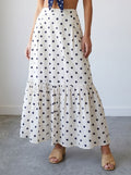 High Waisted Polka Dot Midi Skirt