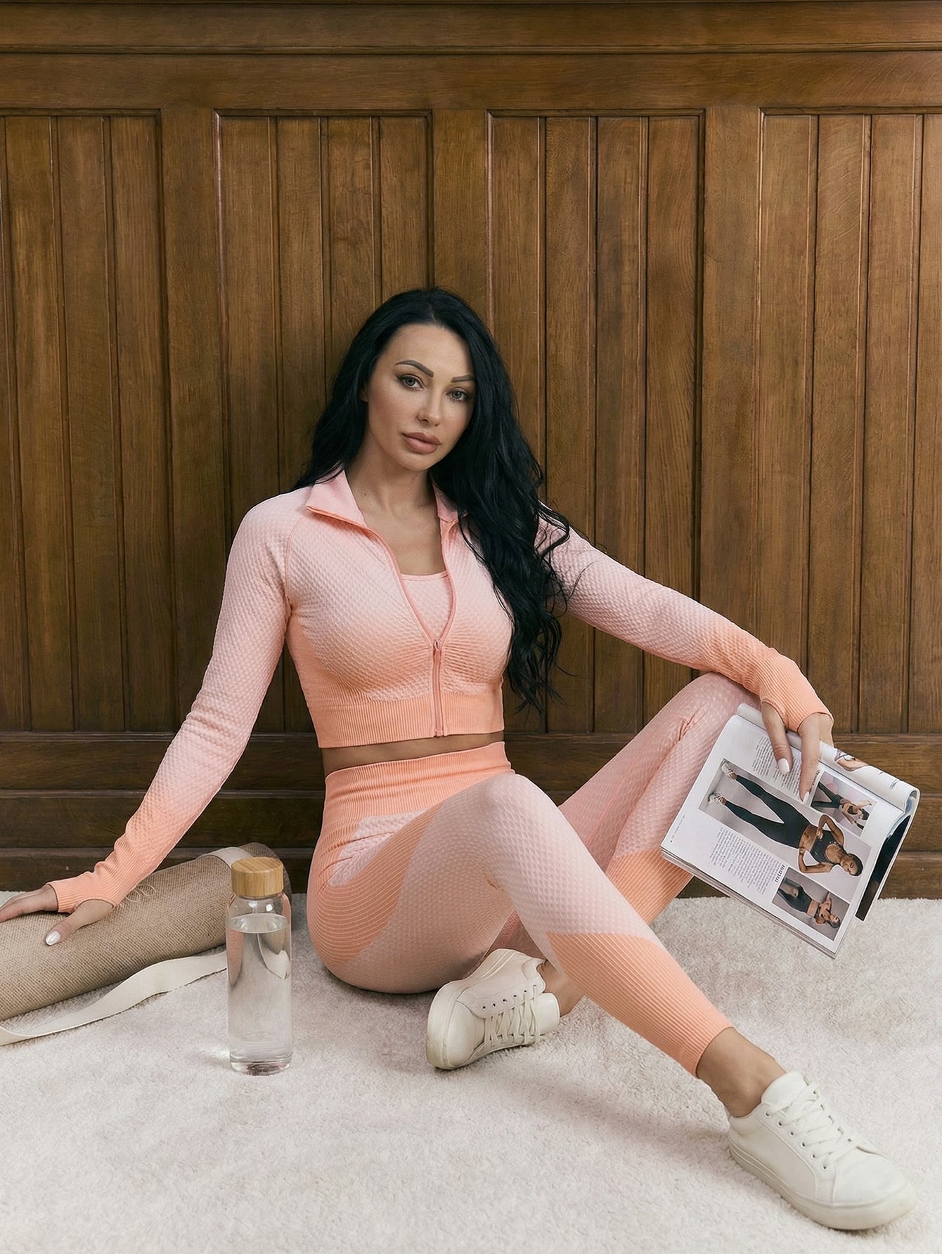 Seamless Cropped Zip Up Sports Jackets