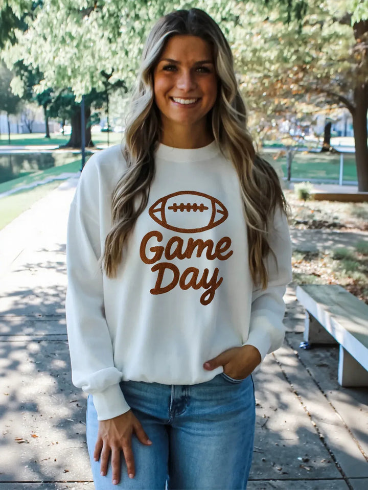 Cozy Textured Game Day Sweatshirt