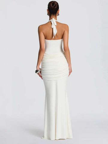Halter Neck Draped Maxi Dress