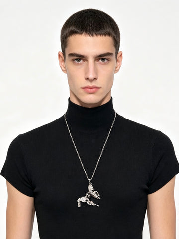 Gothic Grunge Skull Butterfly Necklace