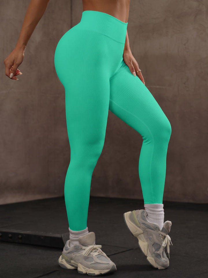 High-Waisted Ribbed Slim-Fit Training Yoga Leggings