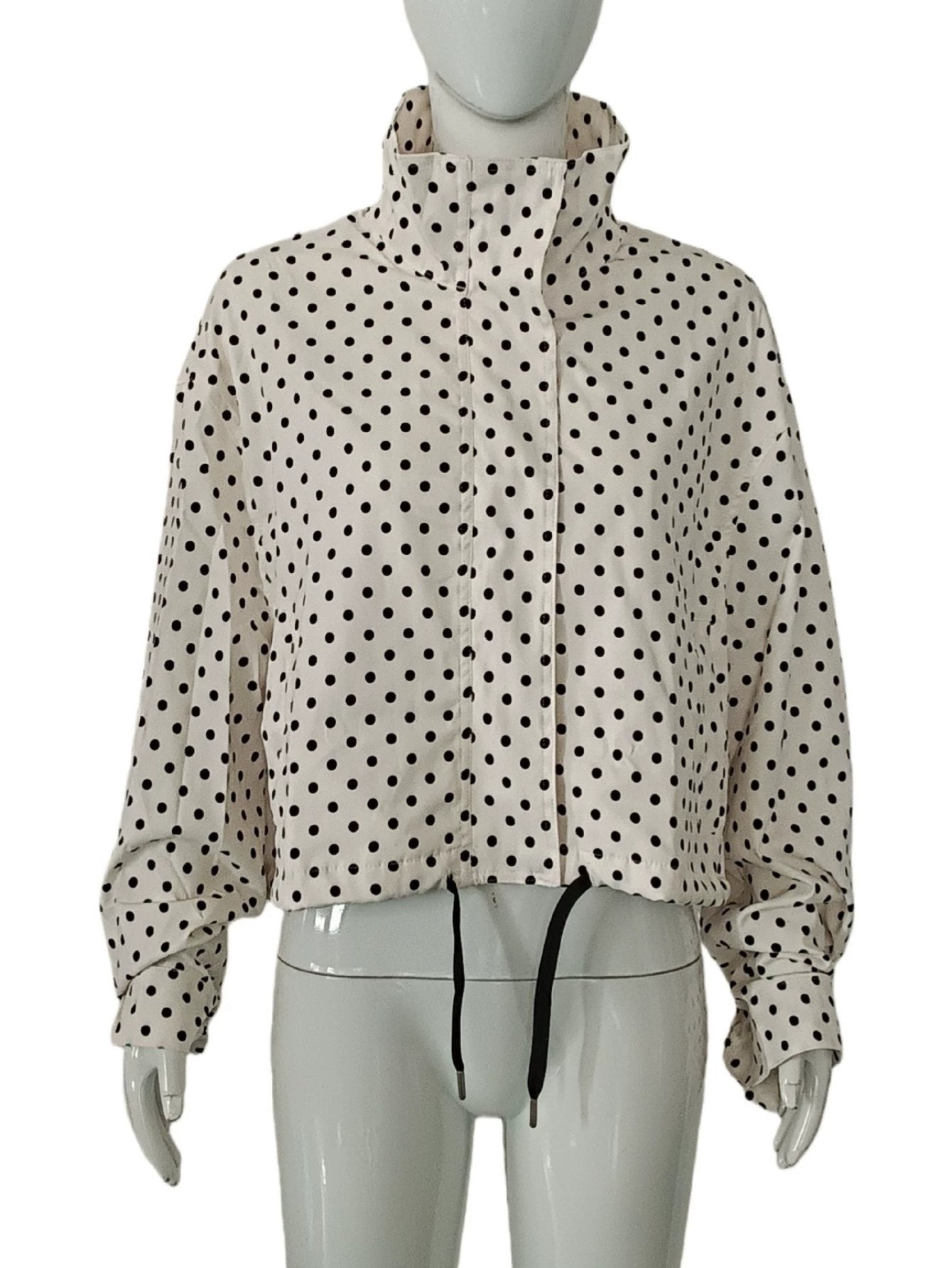Polka Dot Stand Collar Jacket