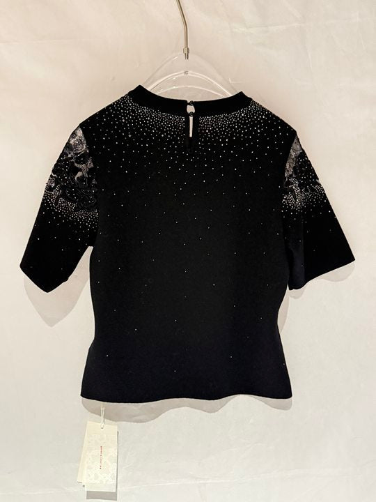 Embellished Lace Trim Knit Pullover