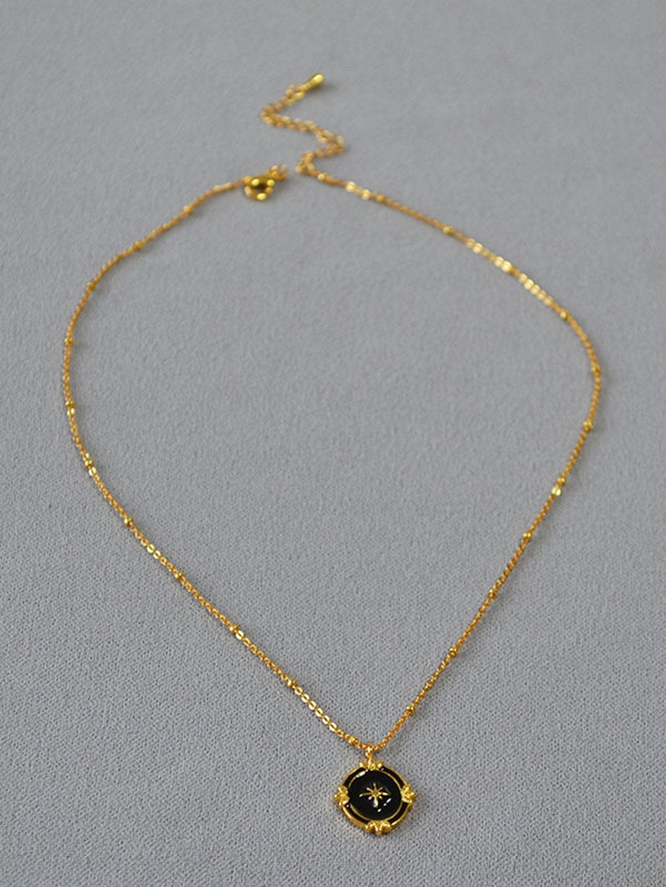 Dainty Gold Enamel Starburst Necklace