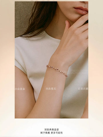 Dainty Floral Crystal Gold Bracelet
