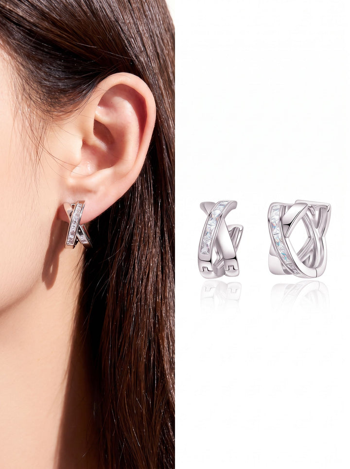 Elegant Sparkling Cross Huggie Earrings