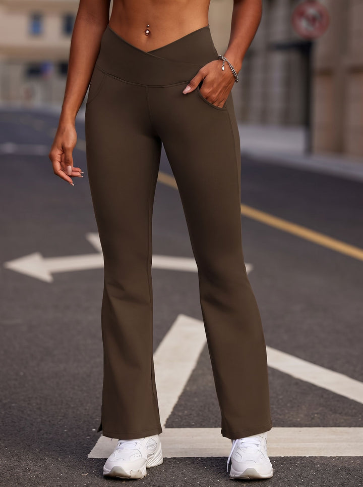 High Waisted V Cut Flare Leggings