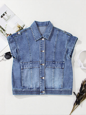 Oversized Sleeveless Denim Vest Jacket