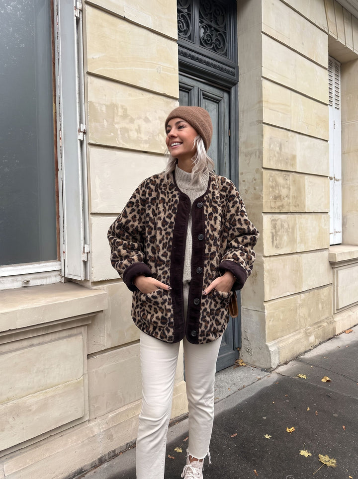 Cozy Leopard Print Fleece Jacket