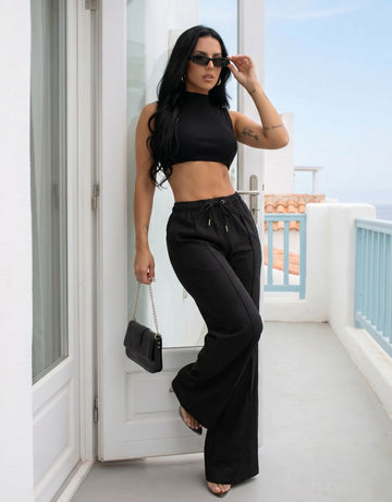 Sleek Ribbed Crop Pant Set