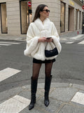 Elegant Faux Fur Trim Cape Coat
