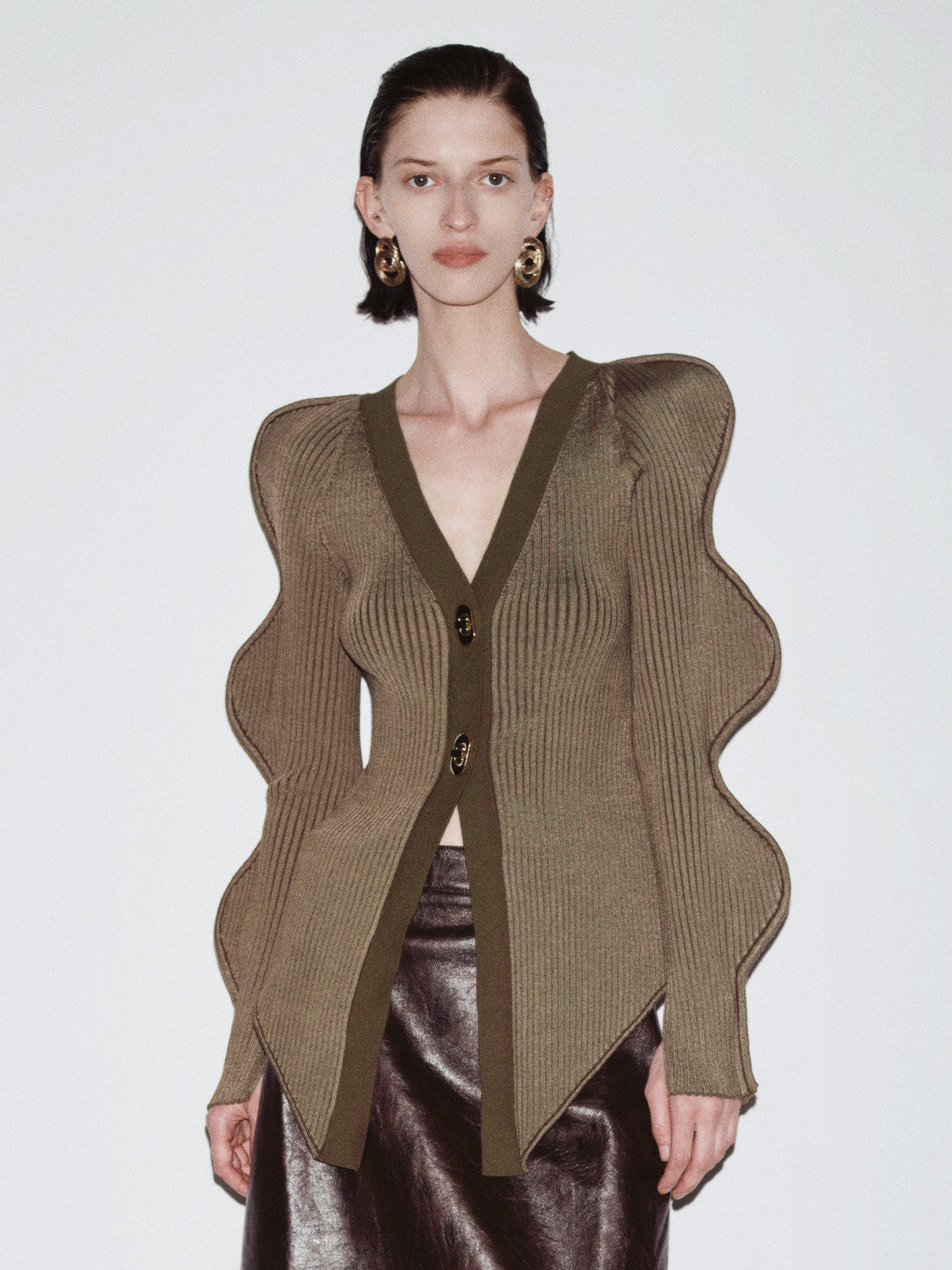 Urban Revivo Skinny Knitted Cardigan-Olive Green
