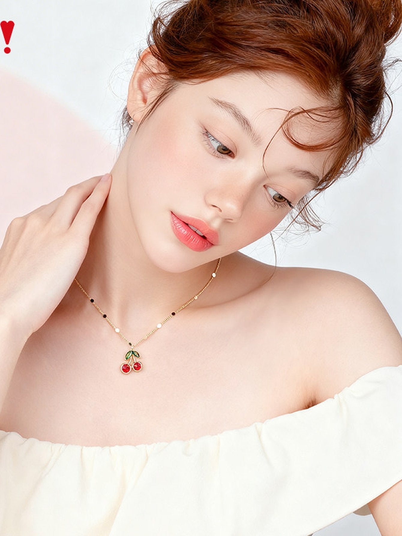 Dainty Crystal Cherry Gold Necklace