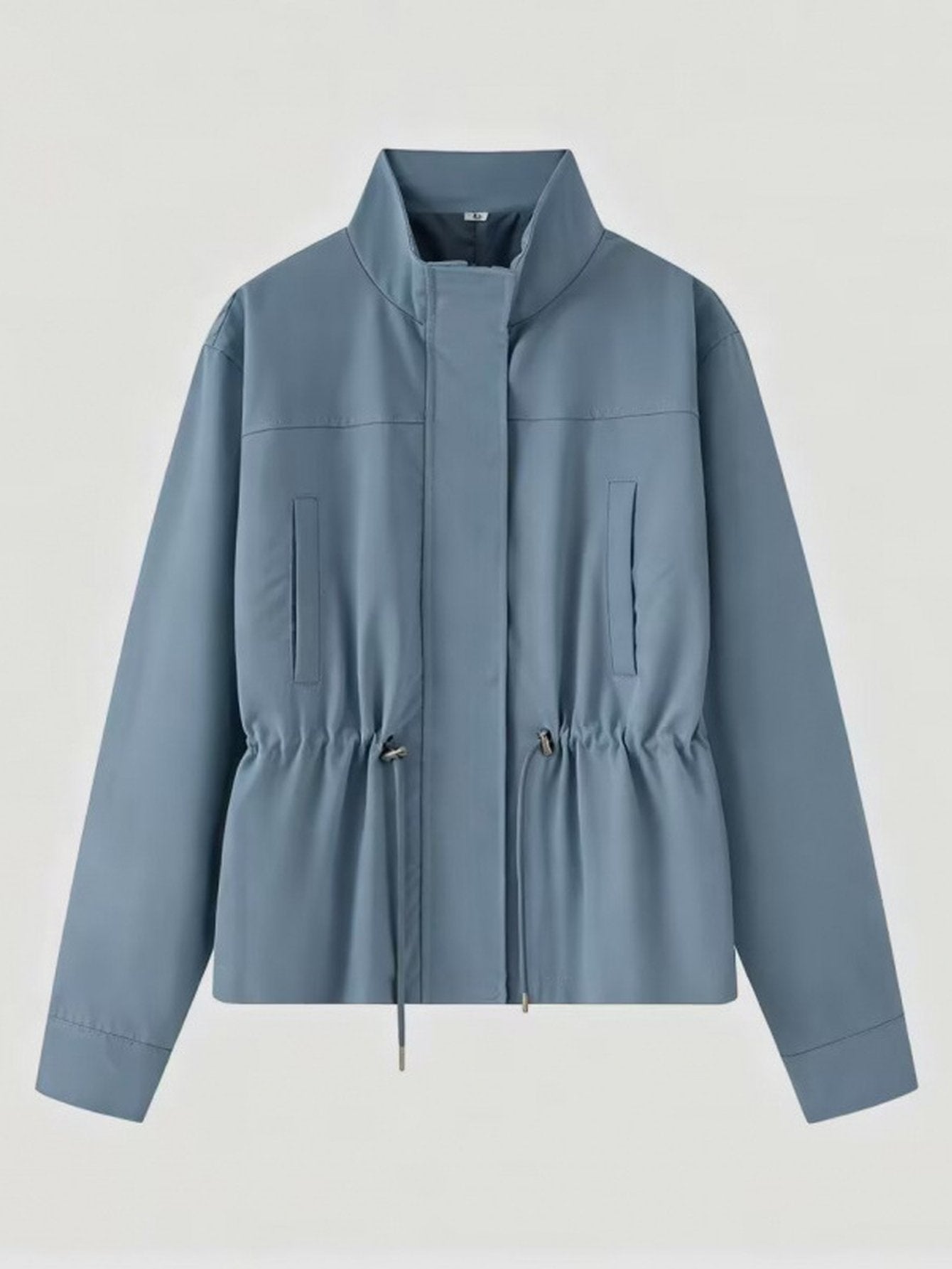 Cinched Waist Lightweight Stand Collar Jacket