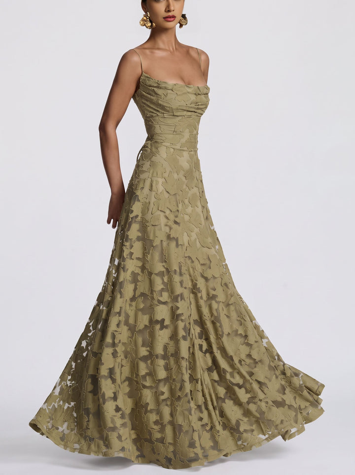 Cowl Neck Floral Maxi Dress