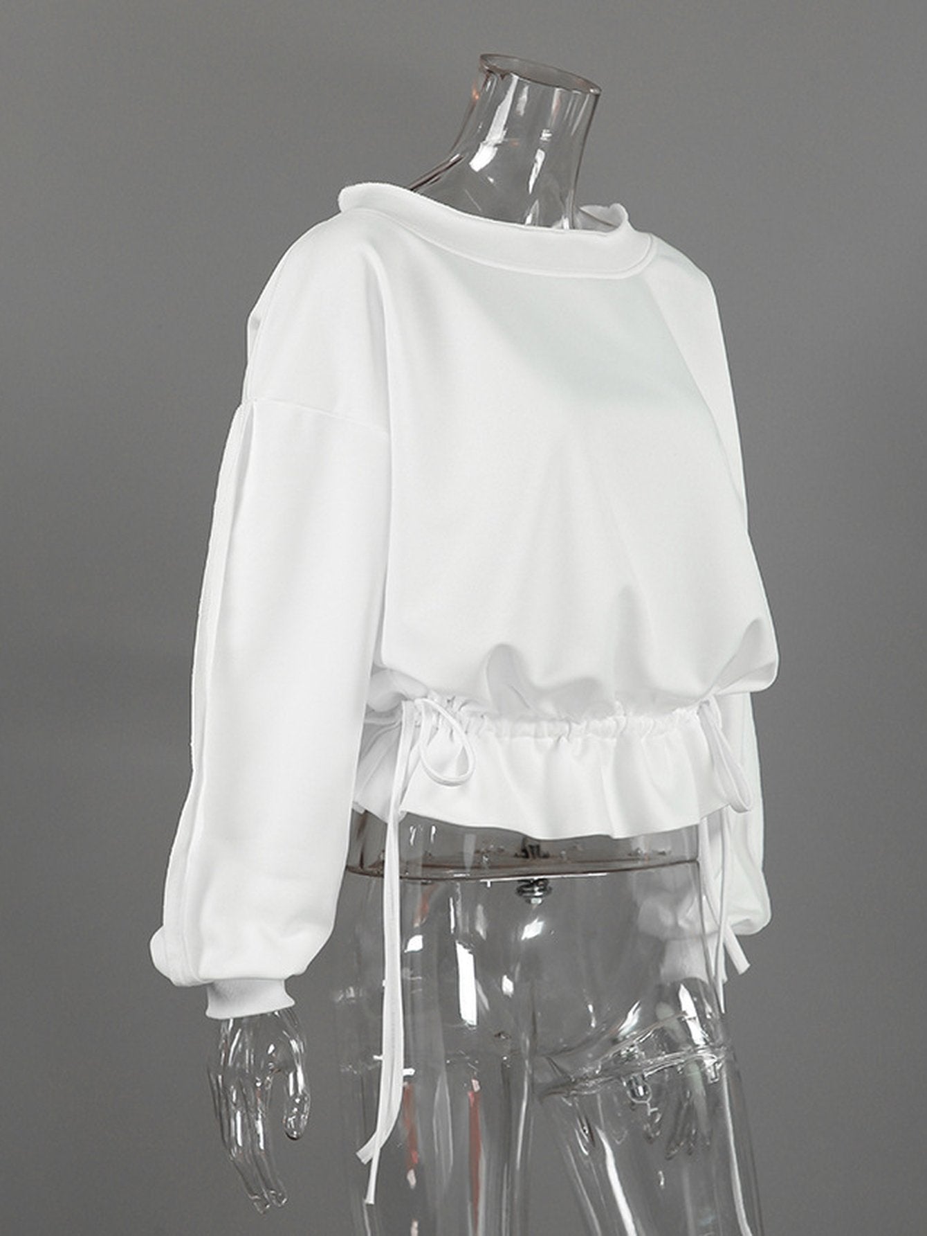 Off The Shoulder Ruffled Hem Sweatshirt