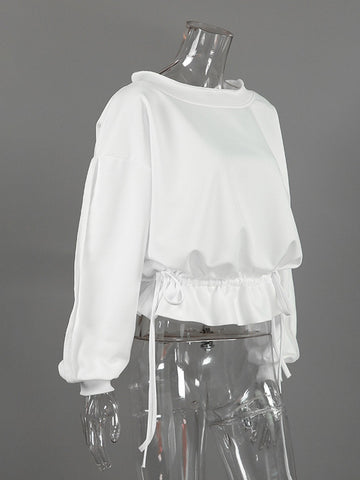 Off The Shoulder Ruffled Hem Sweatshirt