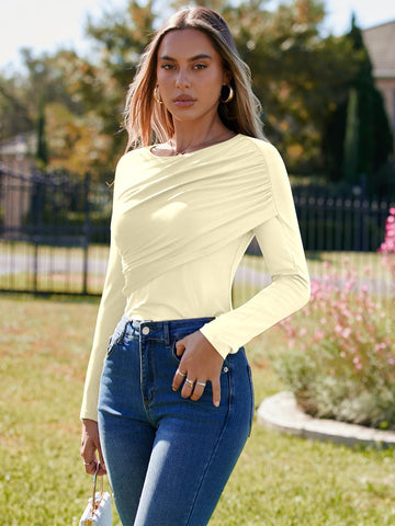 Ruched Slim Fit Long Sleeve Tee