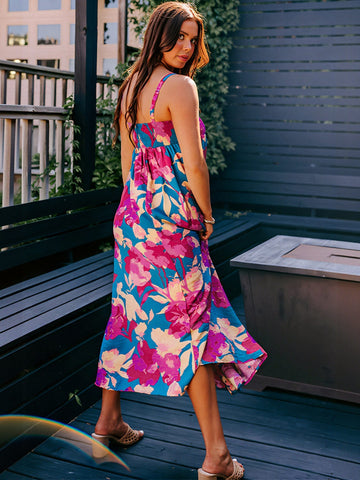Floral Print Sleeveless Maxi Dress