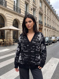 Oversized Grunge Cross Pattern Cardigan