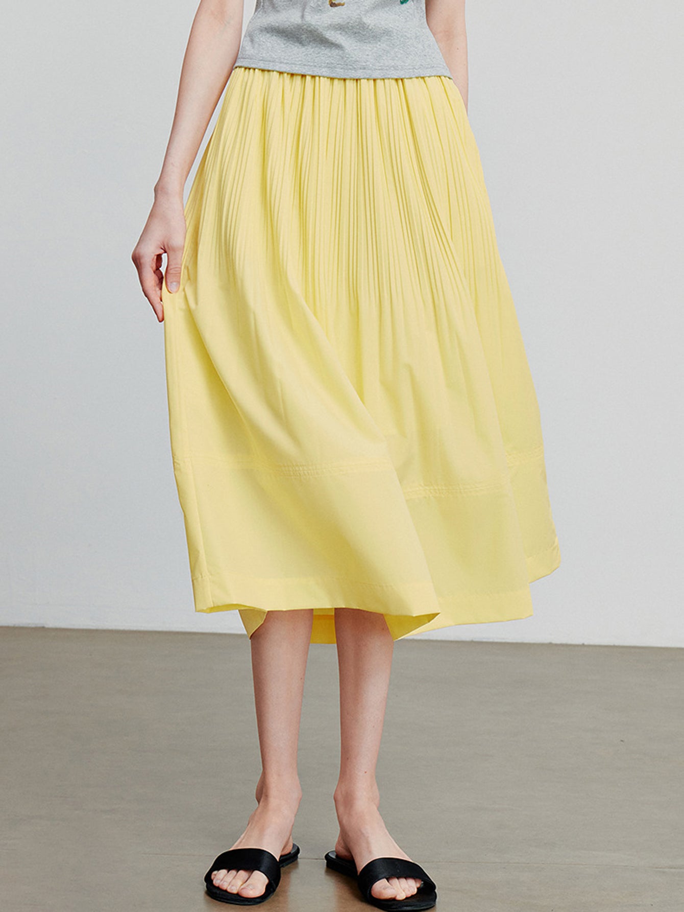 High-Waisted A-Line Minimalist Midi Skirt