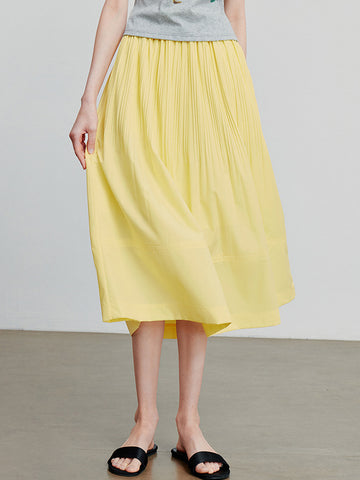 High-Waisted A-Line Minimalist Midi Skirt
