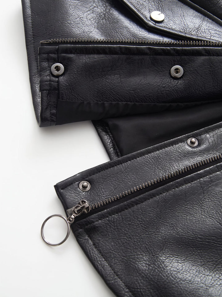 Cropped Faux Leather Utility Vest