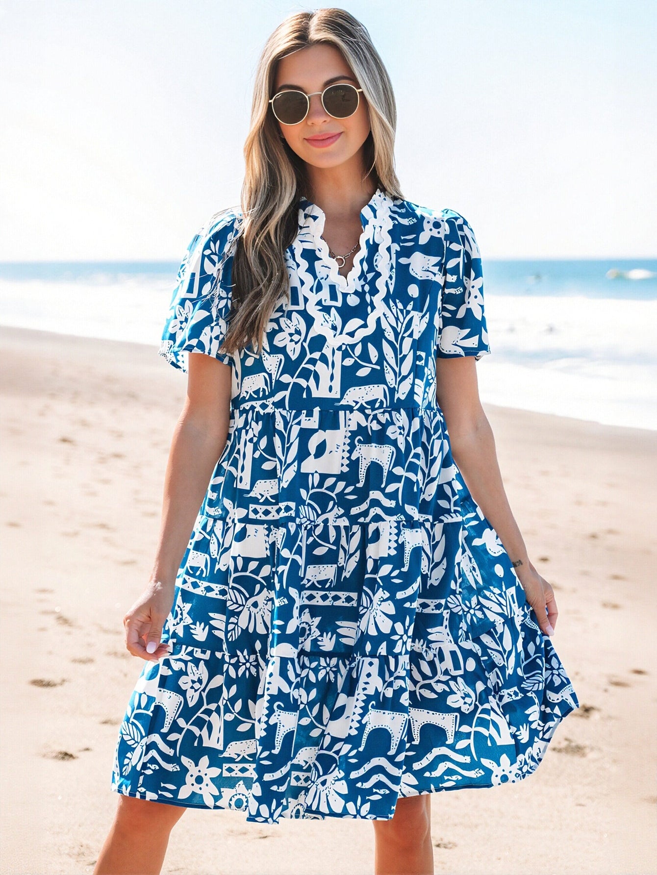 Abstract Geometric Print Mini Dress