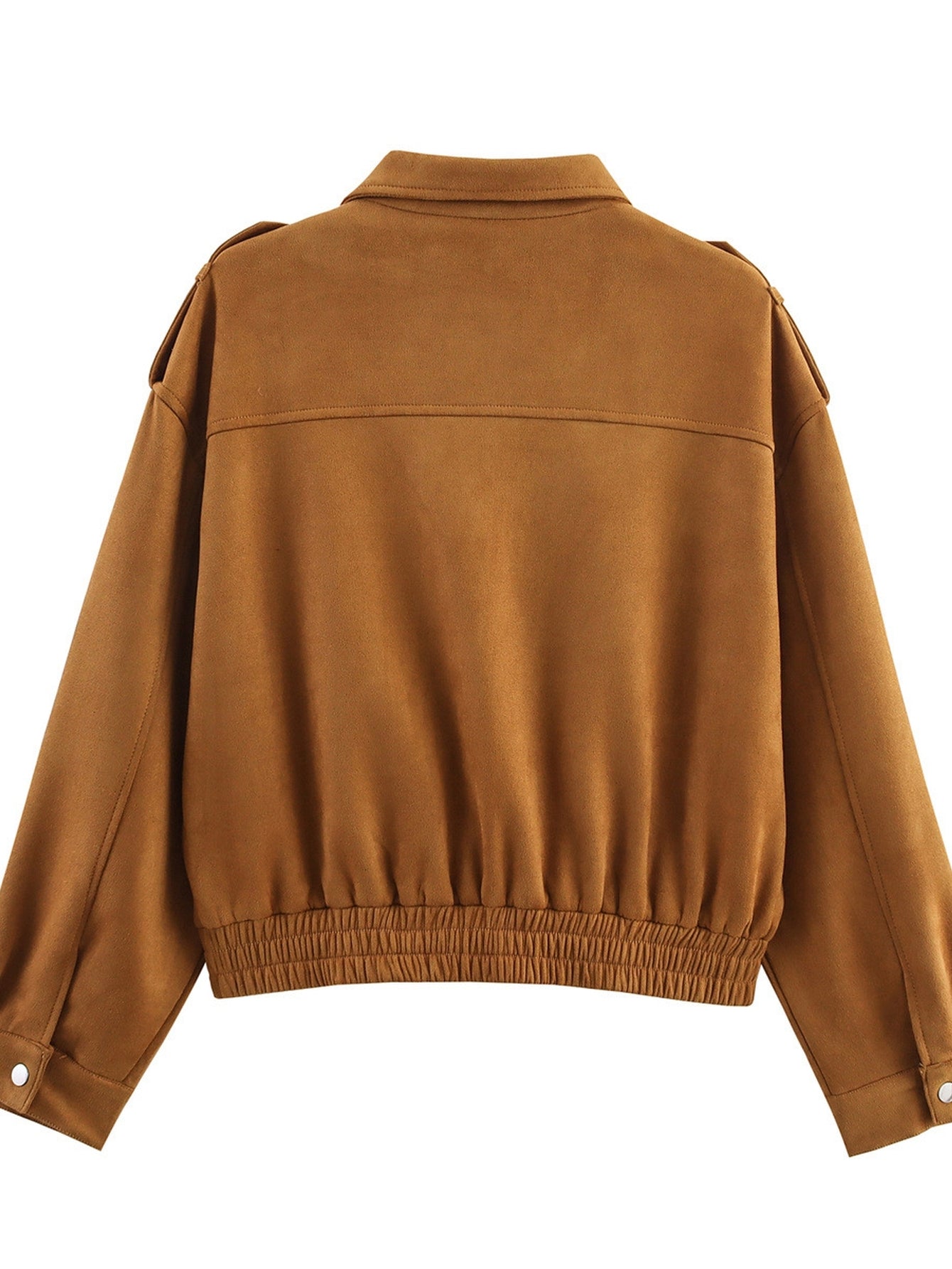 Cropped Suede Utility Bomber Jacket