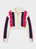 Cropped Cable Knit Zip Jacket