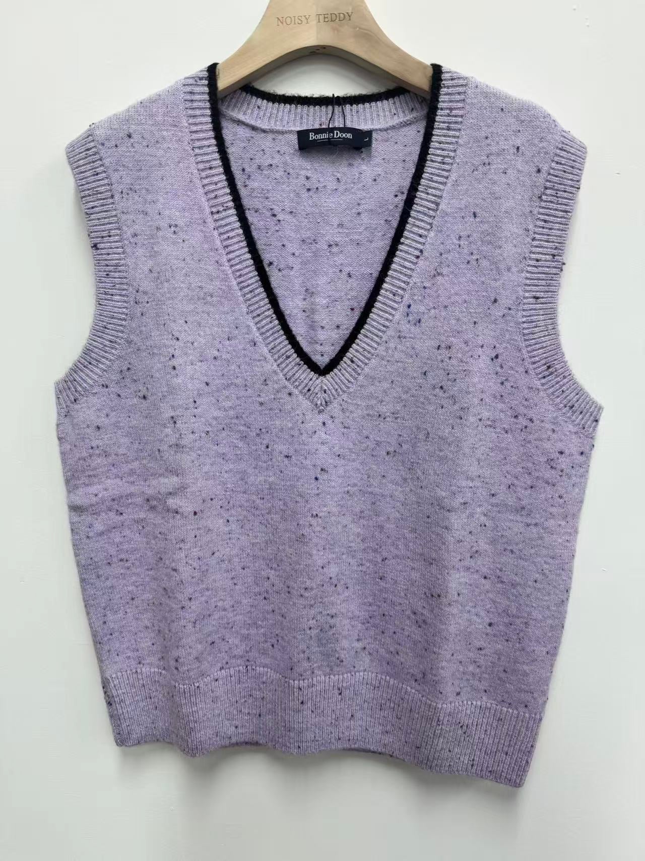 Speckled V Neck Knit Sweater Vest