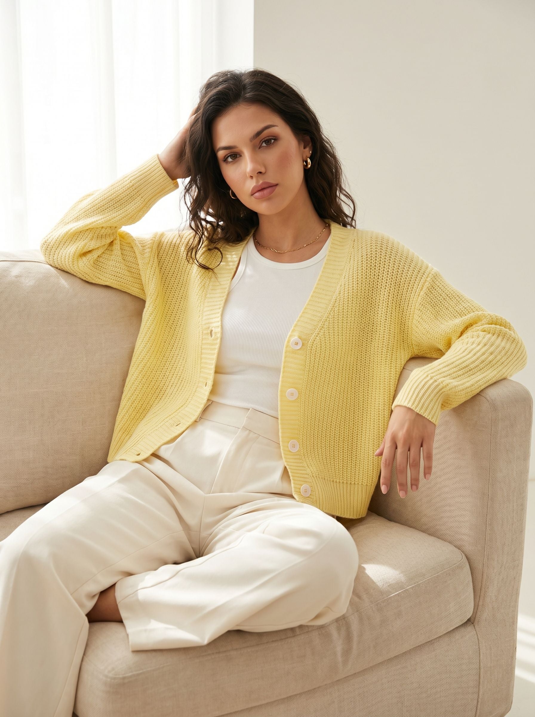 Cozy Soft V Neck Knit Cardigan