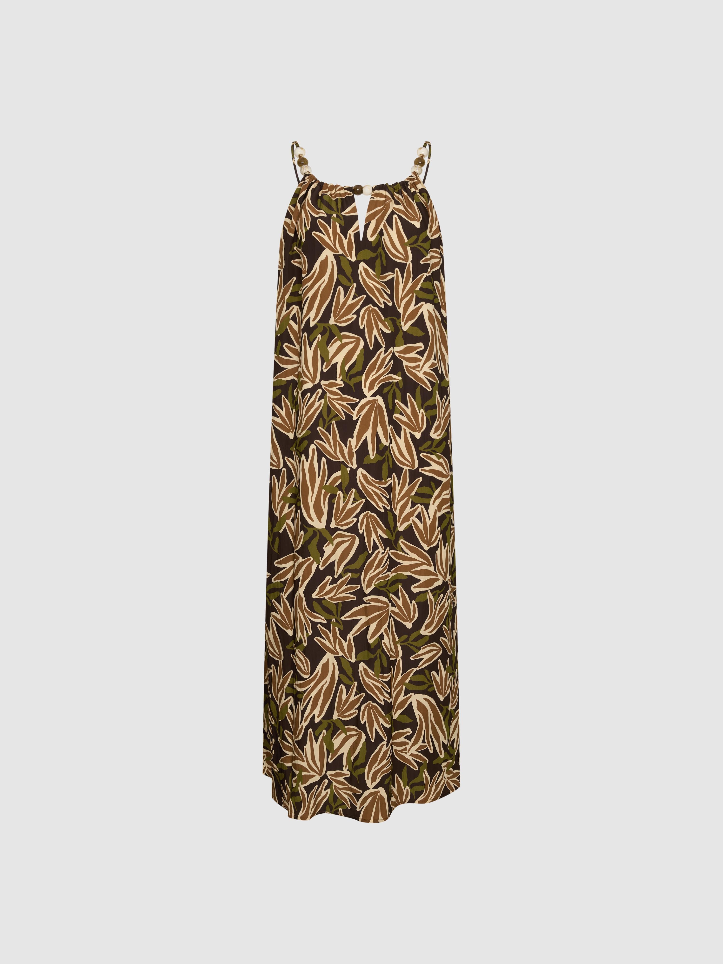Urban Revivo Strappy Beaded Printed A-Line Midi Dresses