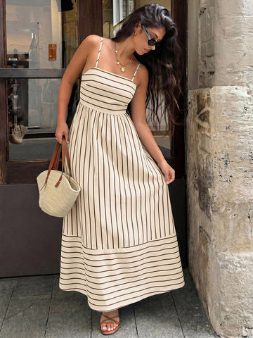 Striped Sleeveless Summer Maxi Dress