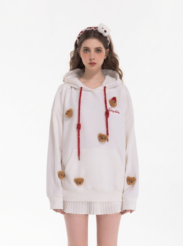 Cute Bear Print Graphic Hoodie