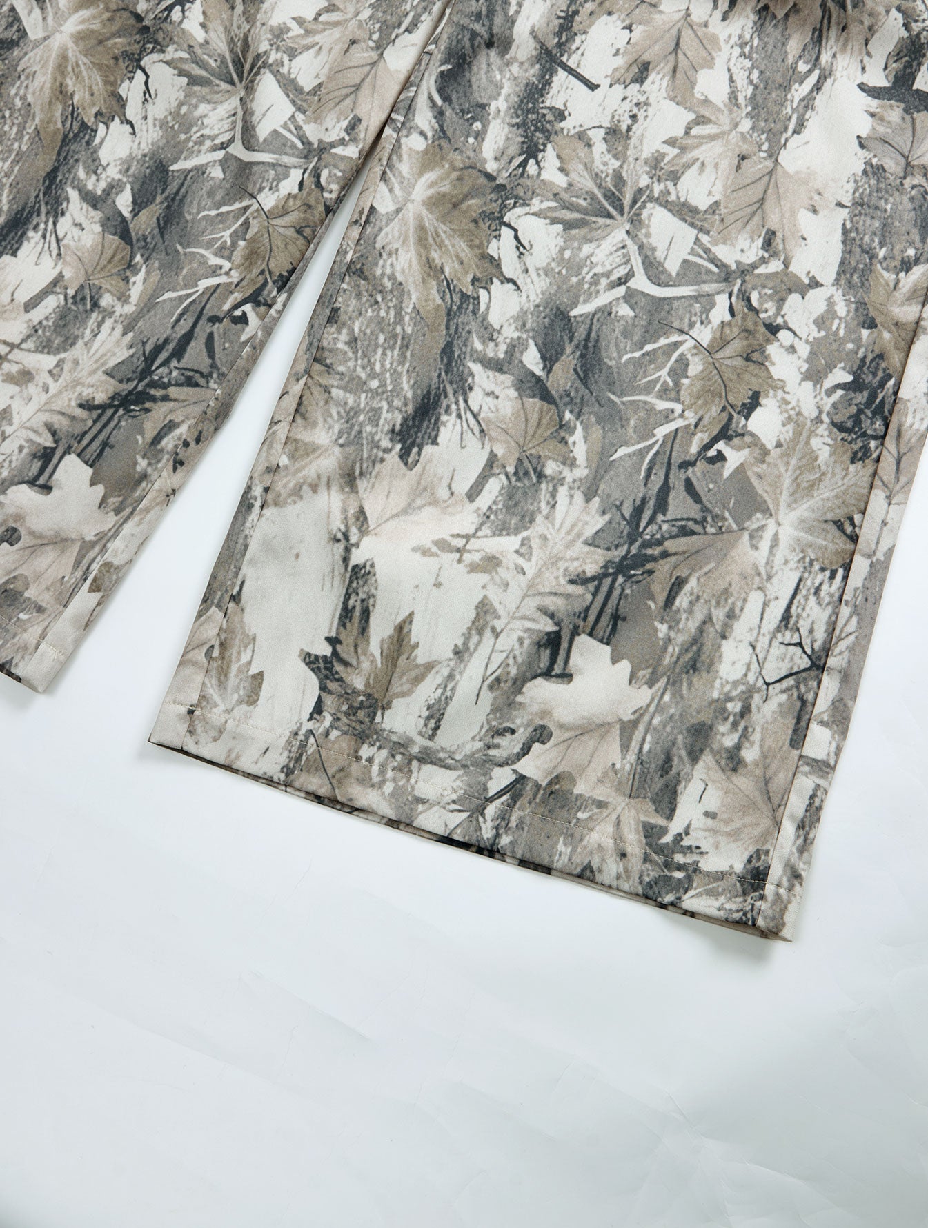High Waisted Leaf Print Wide Leg Pants