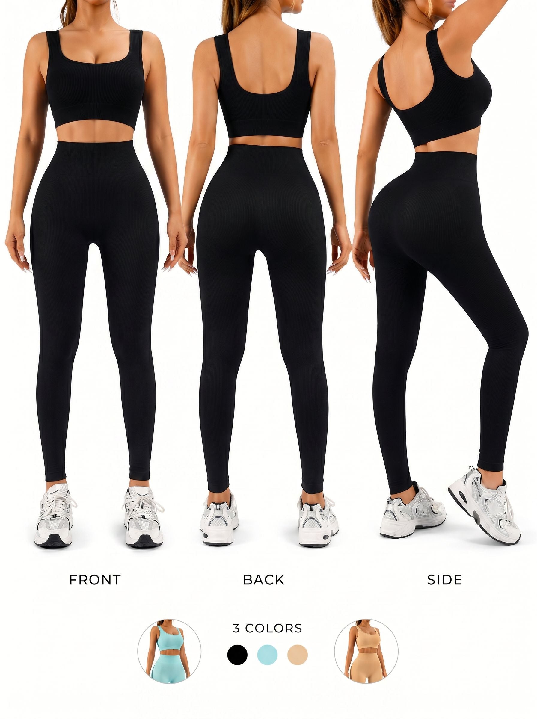 Seamless Ribbed High Waisted Workout Set