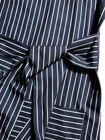 Belted Striped Button Down Maxi Dress