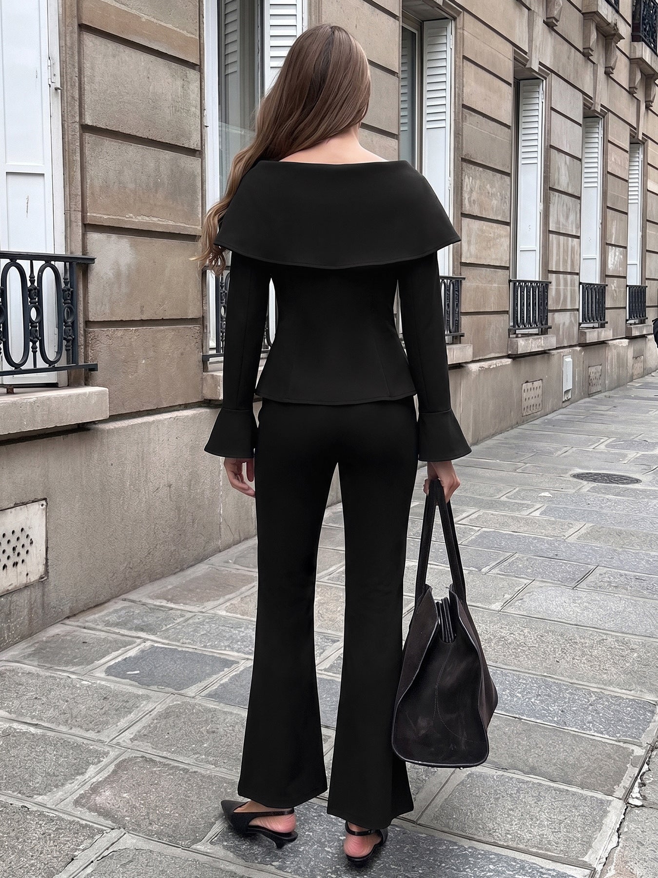 Elegant Off Shoulder Button Pant Set