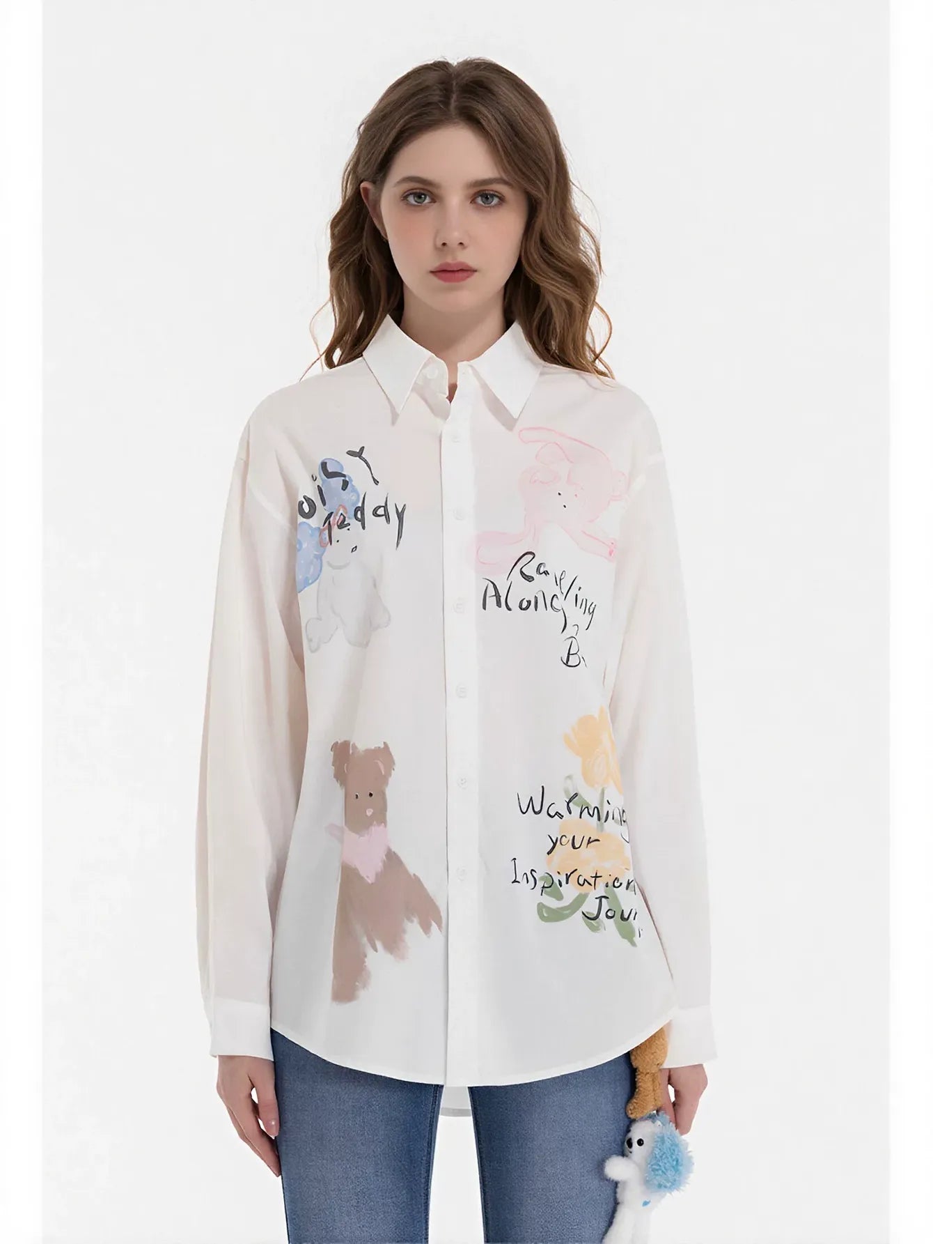 Oversized Graphic Printed Button Up Shirt