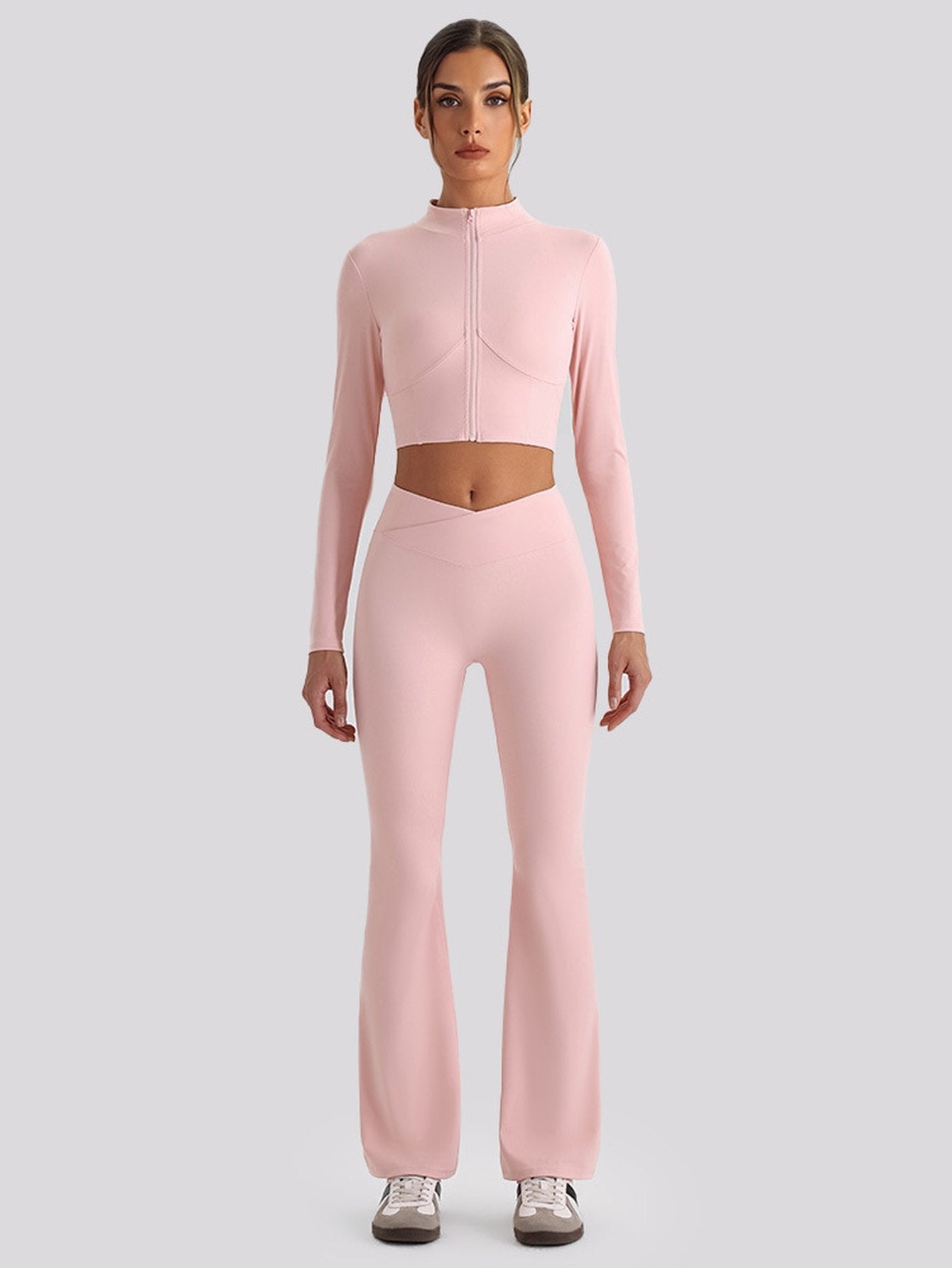 Seamless Zip Up Flare Legging Set