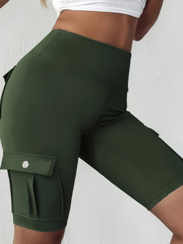 High Waisted Cargo Yoga Shorts