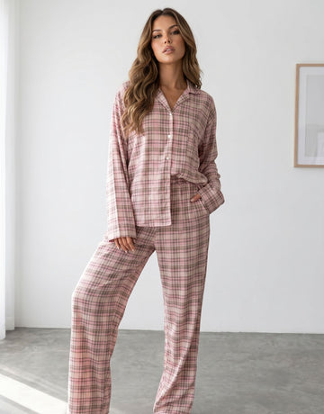 Soft Plaid Button Down Pajama Set