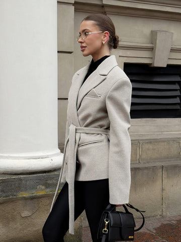 Oversized Textured Double Breasted Blazer