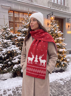 Festive Reindeer Knit Winter Scarf