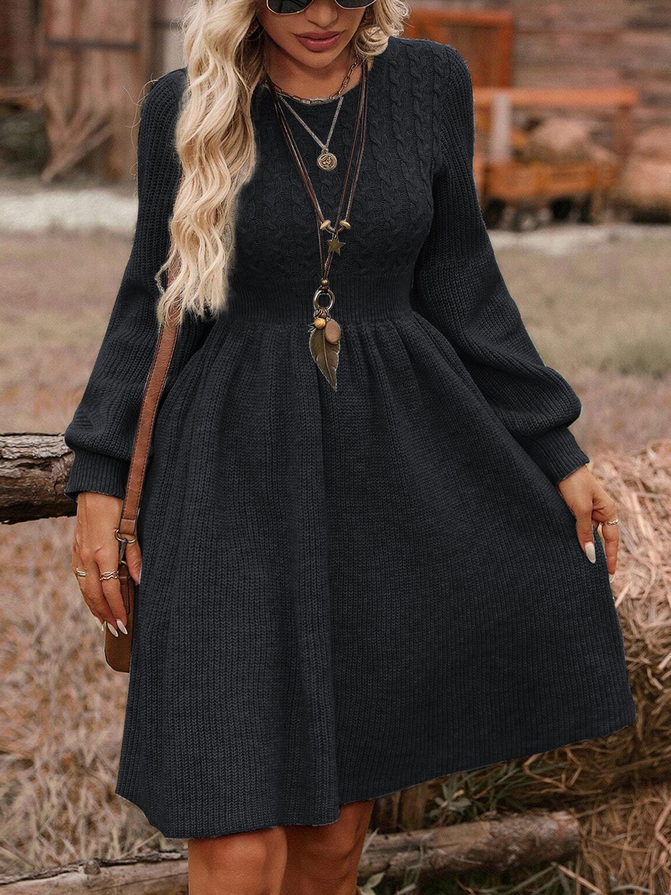 Cozy Cable Knit Sweater Dress