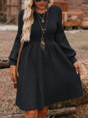 Cozy Cable Knit Sweater Dress