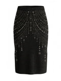 Embellished High Waist Pencil Skirt