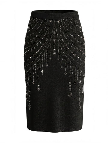 Embellished High Waist Pencil Skirt